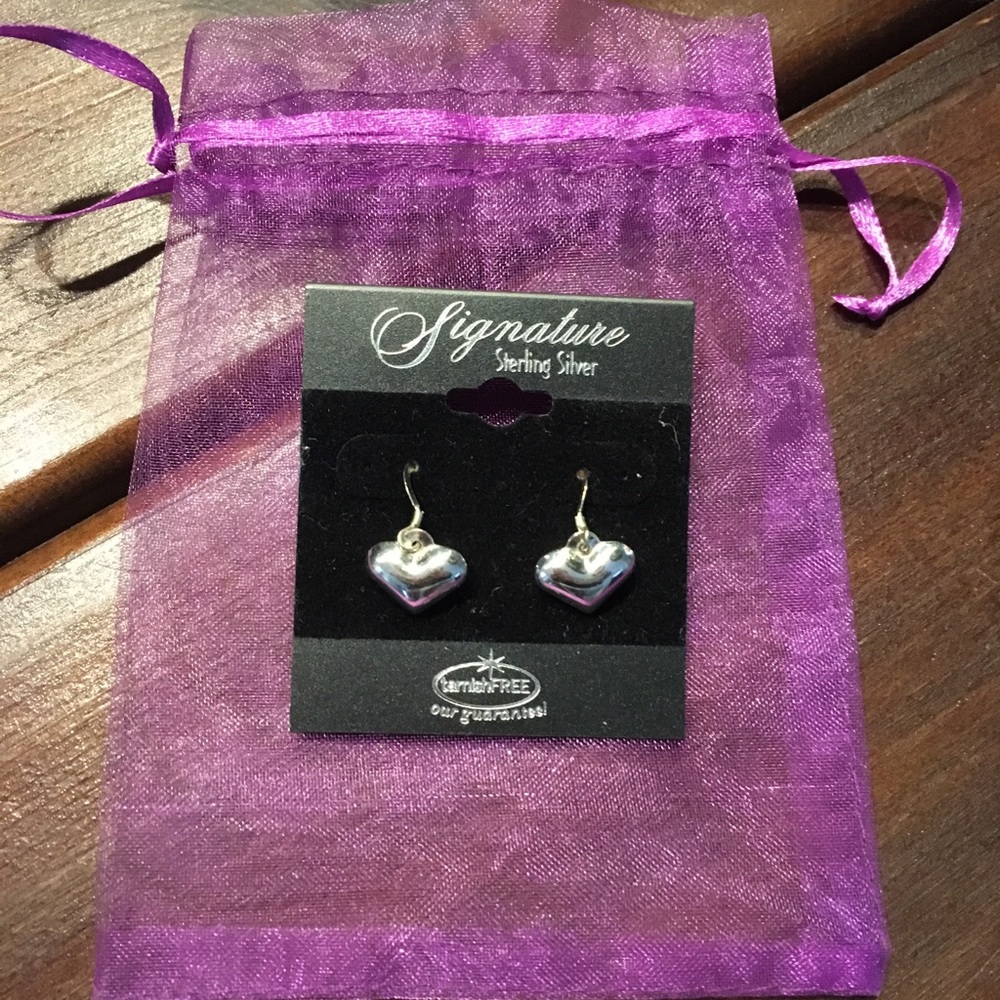 Sterling silver heart drop earrings